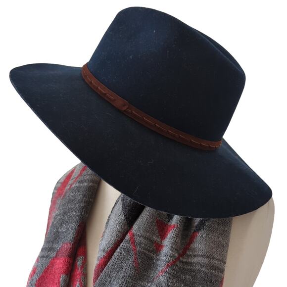 rag & bone Women\'s Hat Small Fedora Felted 100% Wool Blue Country Boho‎ Festival